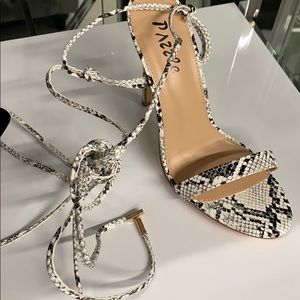 Snake skin lace up heels